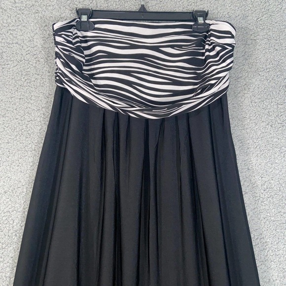 Chico's Dress Womens 2 Black White Zebra Strapless Maxi Back Zip Stretch - Picture 12 of 13